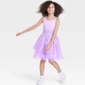 Cat & Jack Girls' Purple Tiered Ombre Tulle Dress Size XL (14/16)